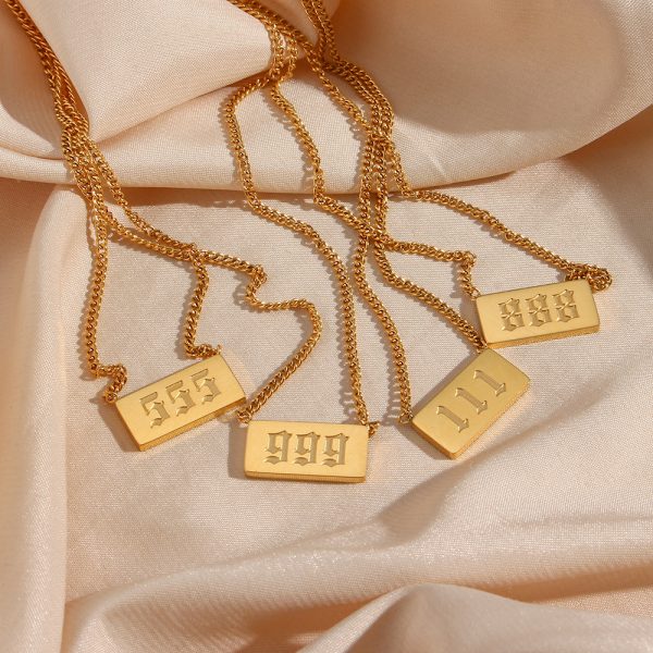 new square 666 necklace 18k gold