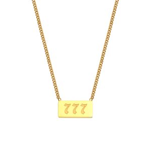new square 777 necklace 18k gold