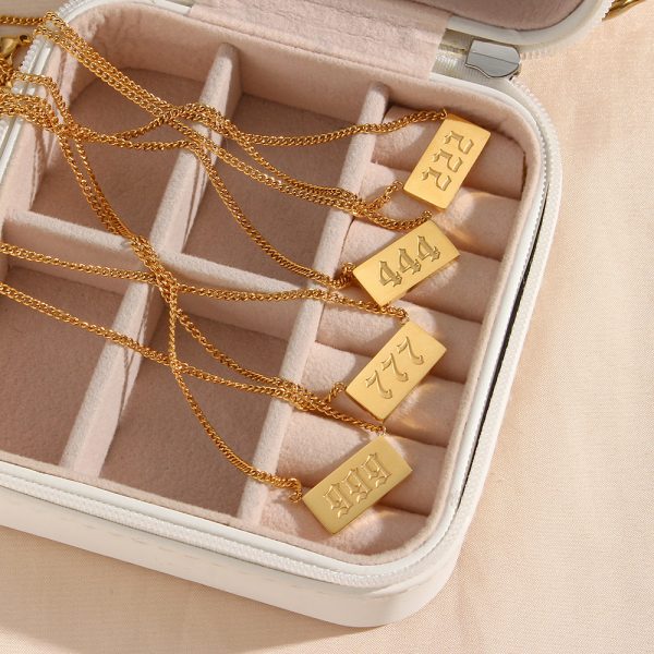 new square 777 necklace 18k gold