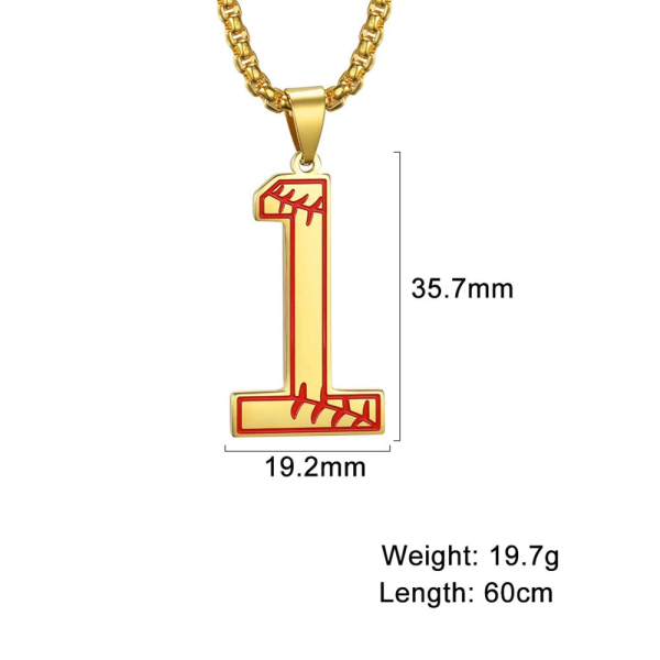 Baseball Number 1 Necklace Gold