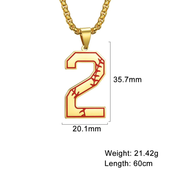 Baseball Number 2 Necklace Gold