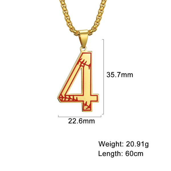 Baseball Number 4 Necklace Gold