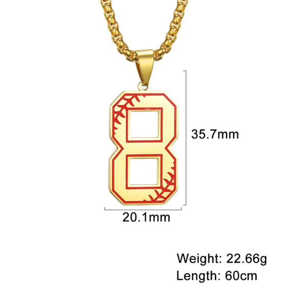 Baseball Number 8 Necklace Gold