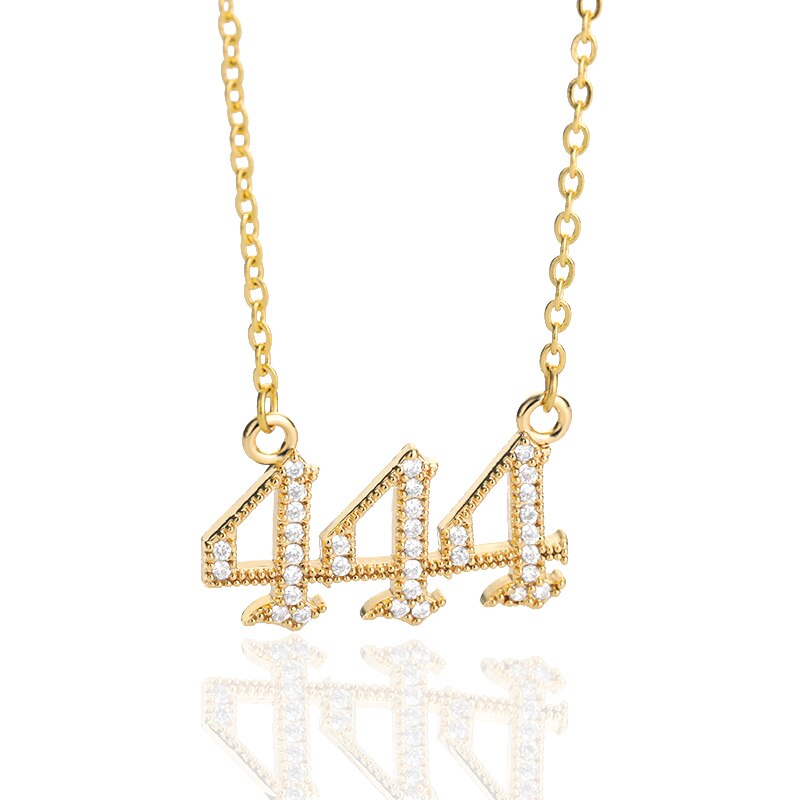 Bling 444 Angel Number Necklace with Stainless Steel Chain (1)