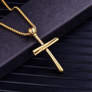14k gold baseball bat cross necklace