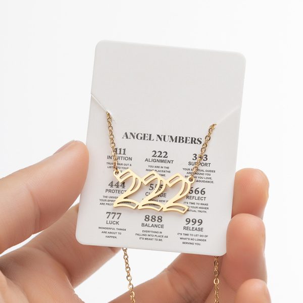 222 Angel Number Necklace Gold