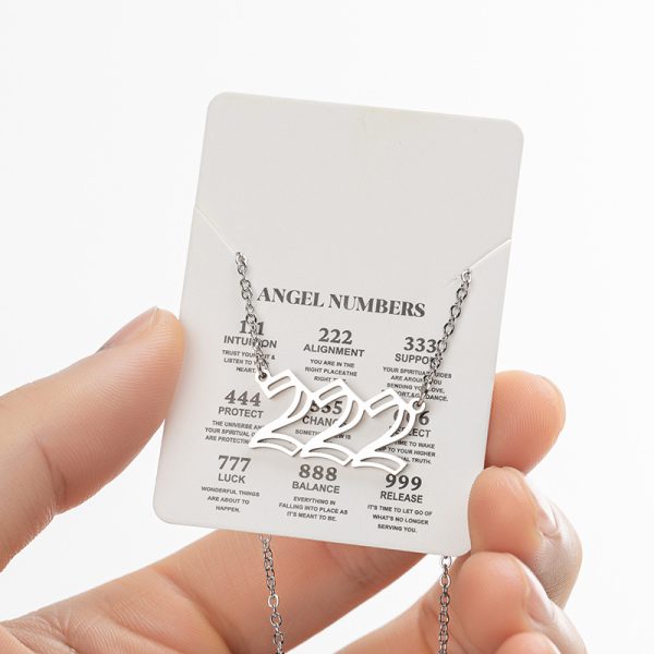 222 Angel Number Necklace Silver