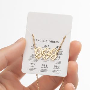 999 Angel Number Necklace Gold