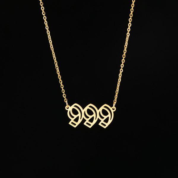 Angel Number 999 Necklace Gold