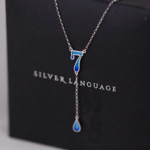 Blue 925 Sterling Silver Lucky Number 7 Necklace (1)
