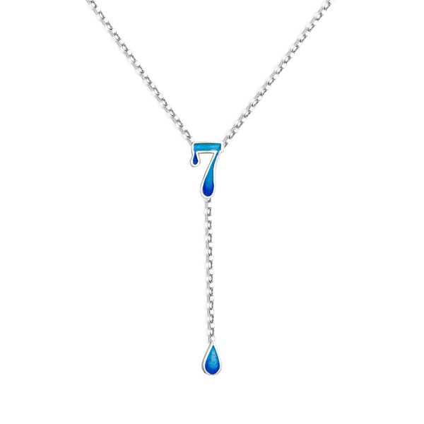 Blue 925 Sterling Silver Lucky Number 7 Necklace (5)