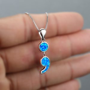 New Blue Semicolon Necklace