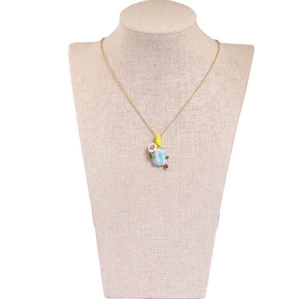 New Enamel Daisy Canary Bird Necklace (6)